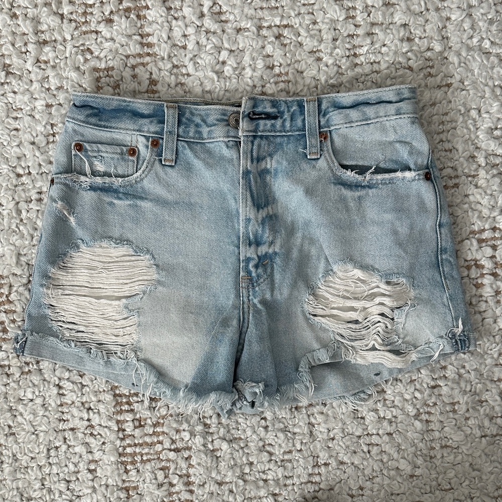 Abercrombie & Fitch Light Blue Distressed Jean Shorts